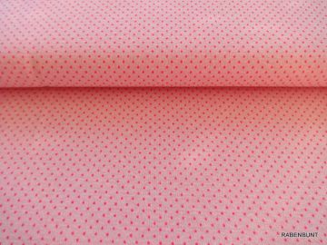 Jacquard Ebba Dots Punkte pink.Sehr dehnbarer, leichter dennoch fester Stoff. Waschen bei 30 Grad. 80% Viskose, 10% Polyamid, 8% Polyester, 2% Elastan. 130cm breit Ökotext 100 