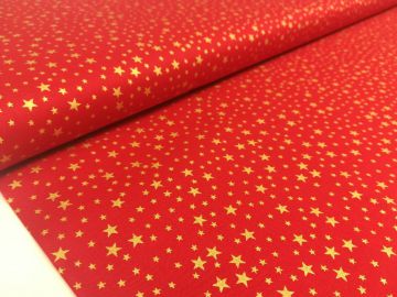 Baumwolle Weihnachten Sterne rot/gold